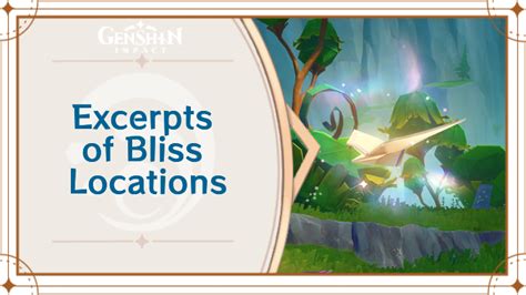 Excerpts of Bliss Locations and How to Use .